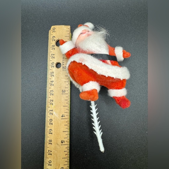 Vintage Christmas Flocked Santa Claus Pick or Ornament API Thailand - Picture 2 of 6